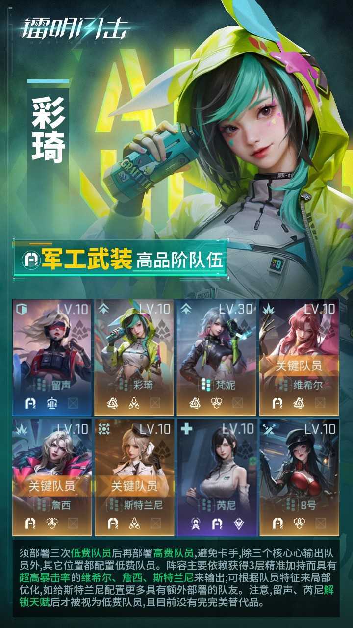 镭明闪击SSR队员「彩琦」武器及阵容推荐