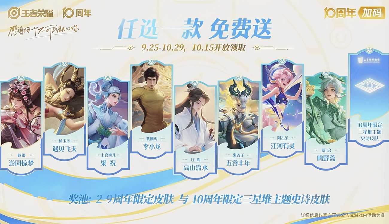 王者荣耀十周年庆福利详情